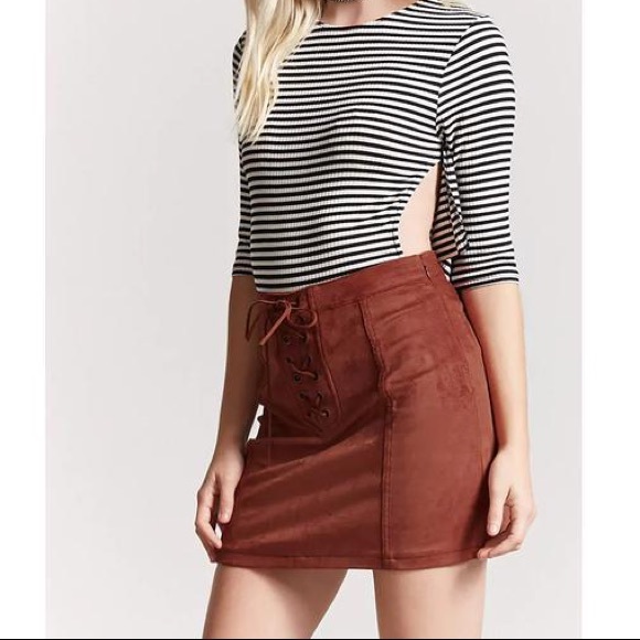Forever 21 medium suede laced skirt burnt orange - Picture 8 of 8